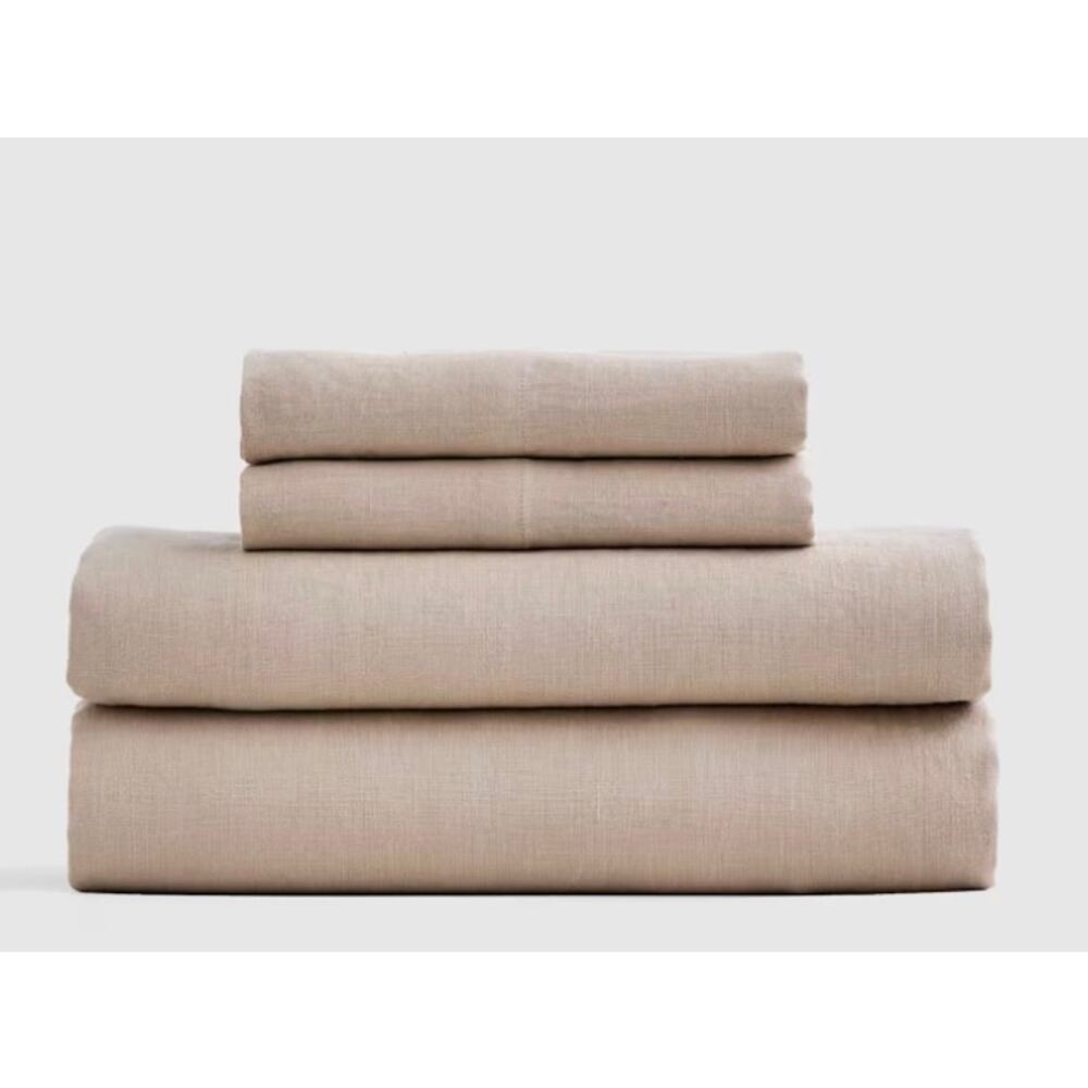 New! Quince European Luxury Linen Duvet Set Full/Queen Tan #27
